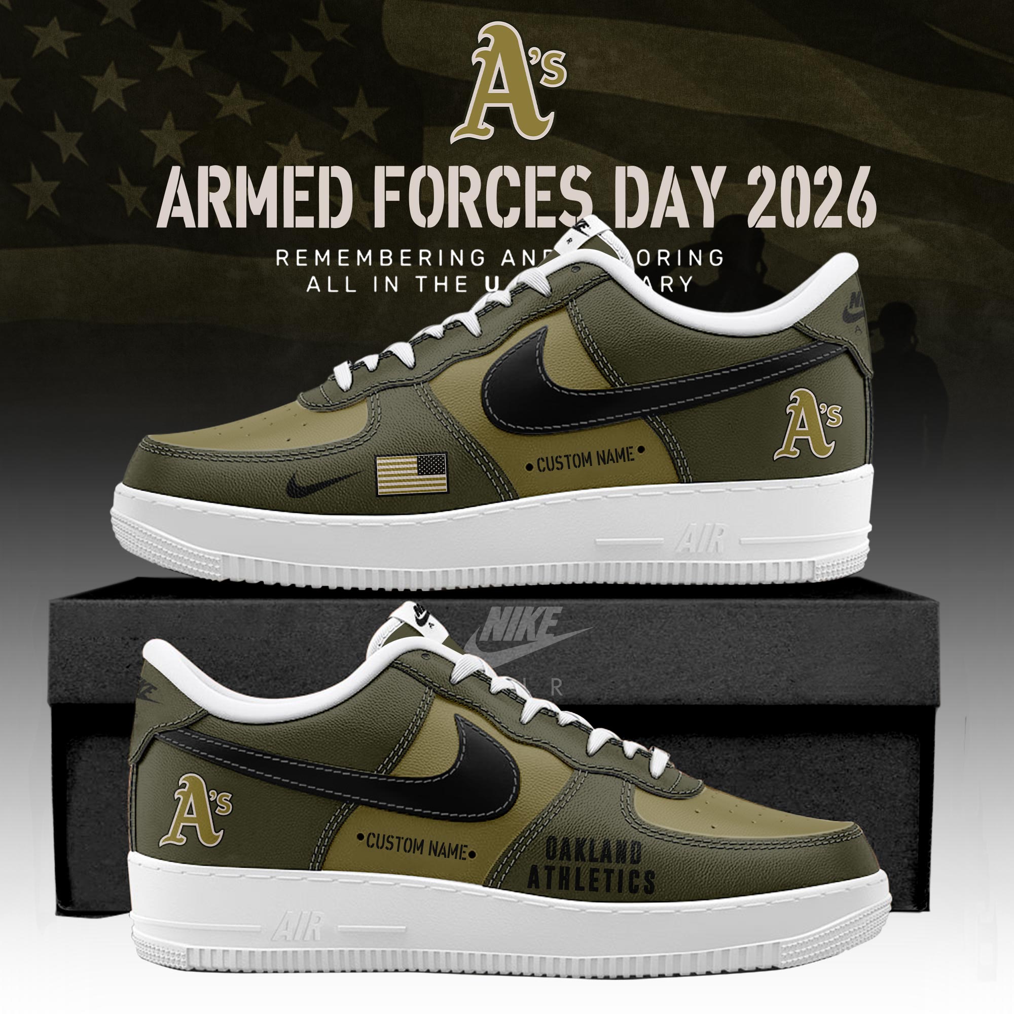 OAK 2026 Armed Forces Day Limited Edition AF1 Sneakers