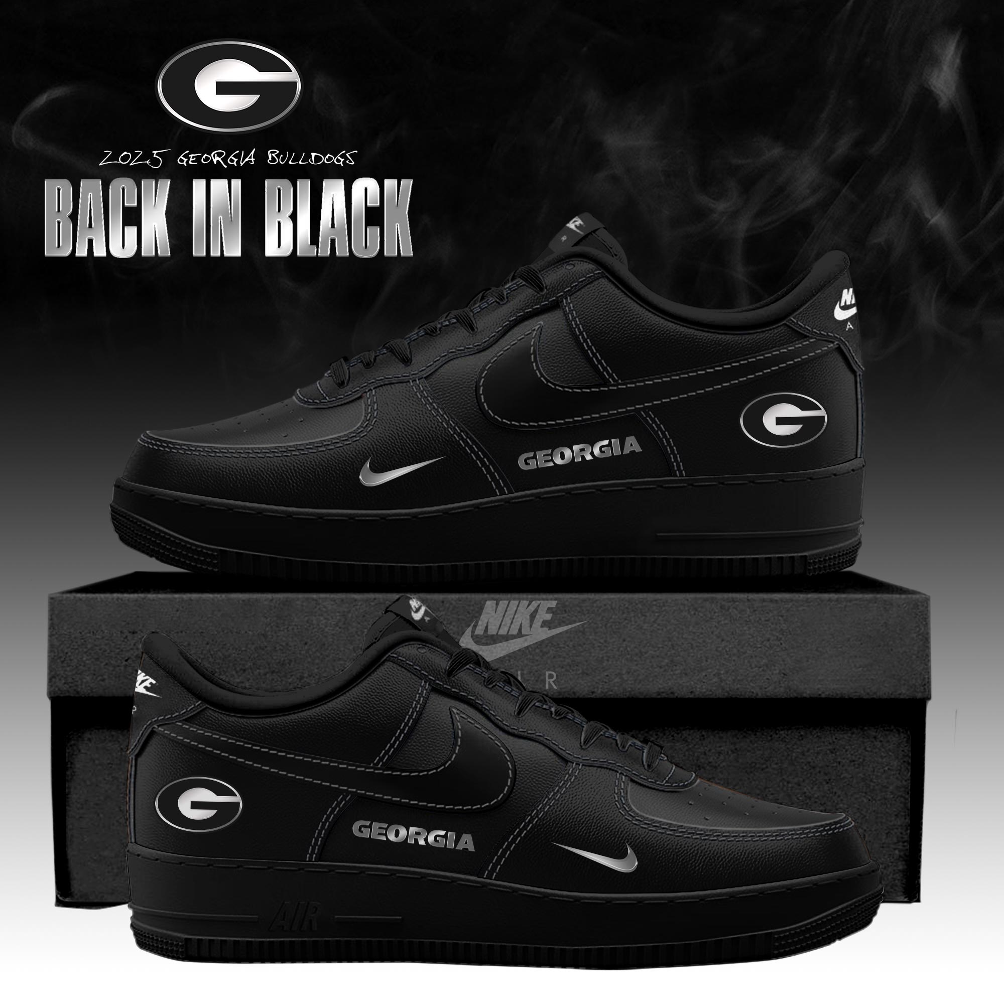 _ .Georgia Bulldogs 'Back in Black' 2025 Special Edition AF1 Sneakers