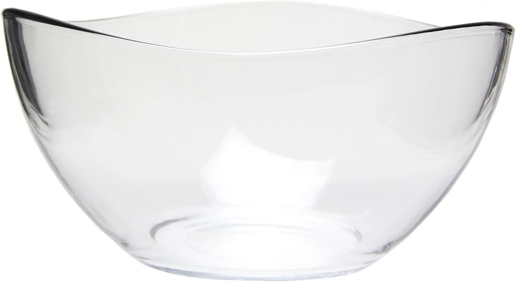 Clear Glass Wavy Serving & Mixing Bowl, 2 Quart Medium for Salad, Pasta, Desserts, Snacks