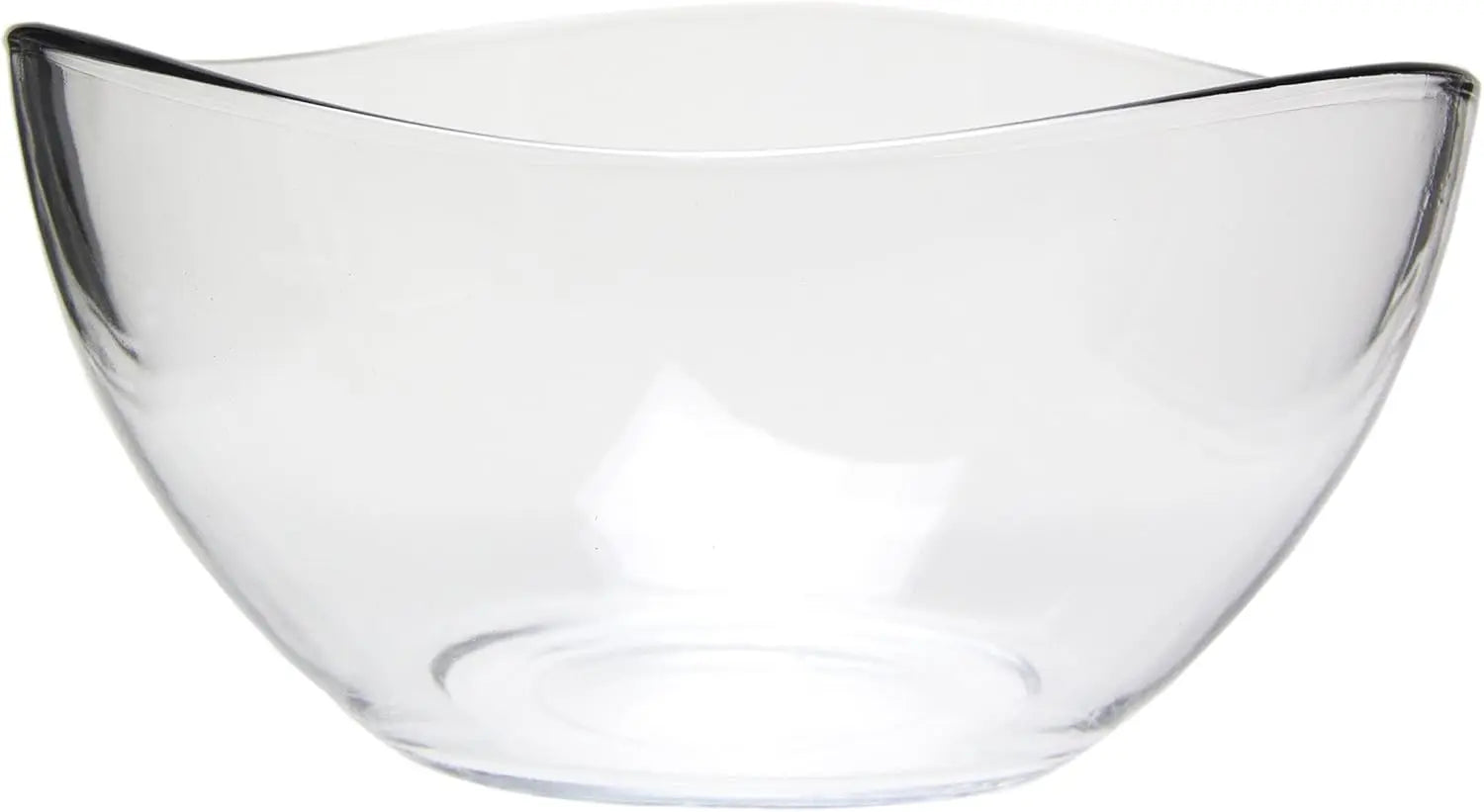 Clear Glass Wavy Serving & Mixing Bowl, 2 Quart Medium for Salad, Pasta, Desserts, Snacks
